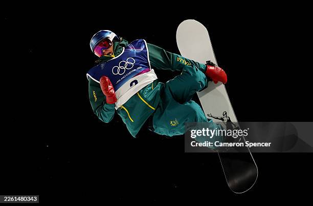 Scotty James of Team Australia warms up prior to the Men's Snowboard Halfpipe final on day seven of the Milano Cortina 2026 Winter Olympic games at...