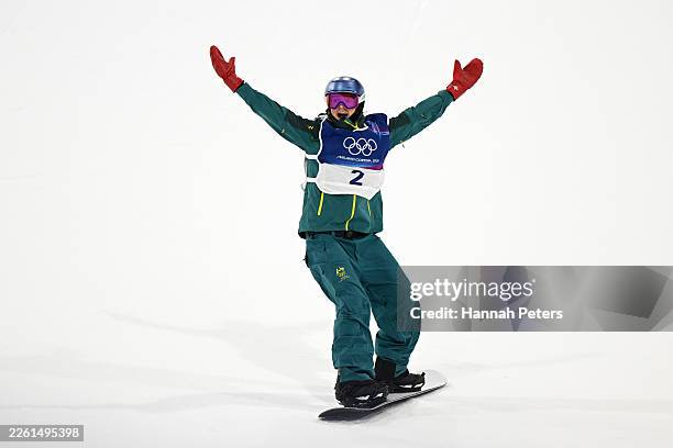 Scotty James of Team Australia celebrates after competing in run two of the Men's Snowboard Halfpipe final on day seven of the Milano Cortina 2026...