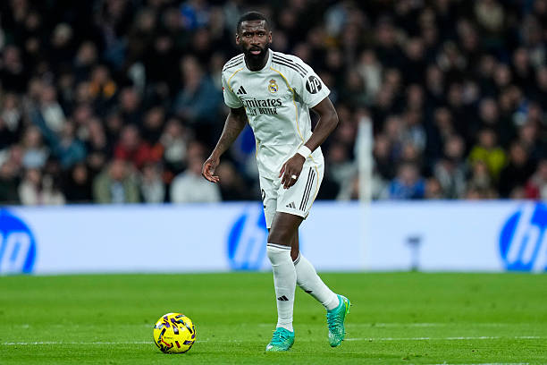 Antonio Rudiger of Real Madrid CF during the La Liga EA Sports match between Real Madrid CF and Real Sociedad played at Santiago Bernabeu Stadium on...