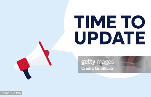 Megaphone icon making a Time To Update notification inside a speech bubble Megaphone icon making a Time To Update notification inside a speech bubble