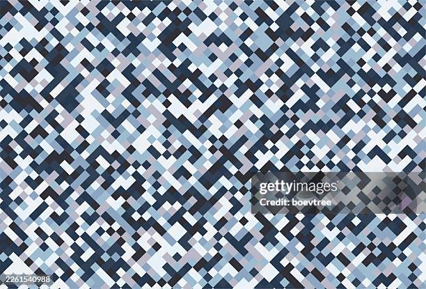 abstract colors mosaic checked texture camouflage background - blue camo pattern stock illustrations