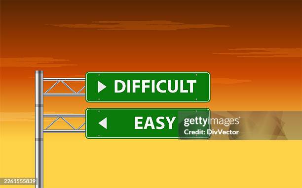 easy or difficulty banner concept - impulsive shopping stock illustrations