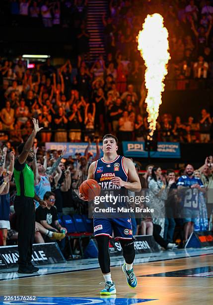 Dejan Vasiljevic of the 36ers holds the ball at the final whistle during the round 21 NBL match between Adelaide 36ers and New Zealand Breakers at...