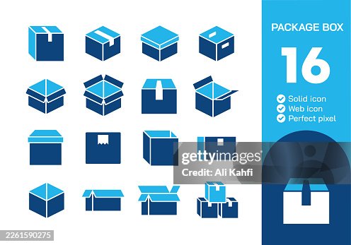 Package box glyph solid icons collection. Vector illustration. Icon for website design, logo, app, template, ui, infographic etc Package box glyph solid icons collection. Vector illustration. Icon for website design, logo, app, template, ui, infographic etc