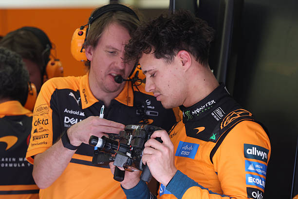 Lando Norris McLaren Mastercard F1 Team MCL40A/Mercedes, during pre-season testing at the Bahrain International Circuit in Sakhir, from February 11...
