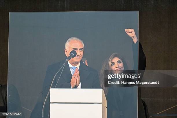 Reza Pahlavi and his wife Yasmine Pahlavi arrived at the demonstration. He is a political dissident and the son of Mohammad Reza Pahlavi, the deposed...