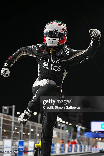 Race winner Antonio Felix da Costa of Portugal and Jaguar TCS Racing celebrates in parc ferme during the Jeddah E-Prix, Round 5 of the 2026 FIA...