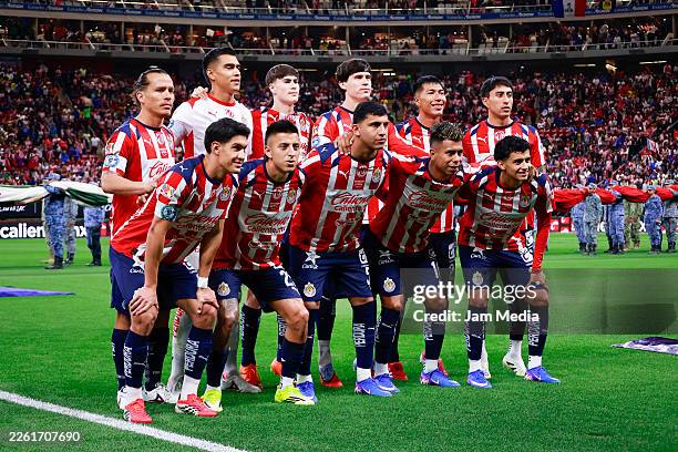 Players of Chivas pose prior the 6th round match between Chivas and America as part of the Torneo Clausura 2026 Liga MX at Akron Stadium on February...