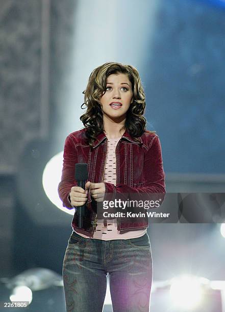 American Idol winner Kelly Clarkson after winning the contest at the Kodak Theatre in Hollywood, Ca., Sept. 4, 2002.