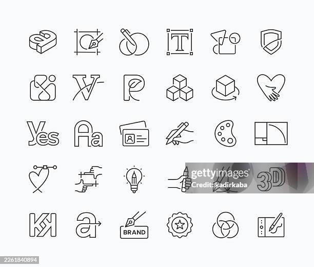 thin logo concept line icon set · 30 icons - creative director stock illustrations