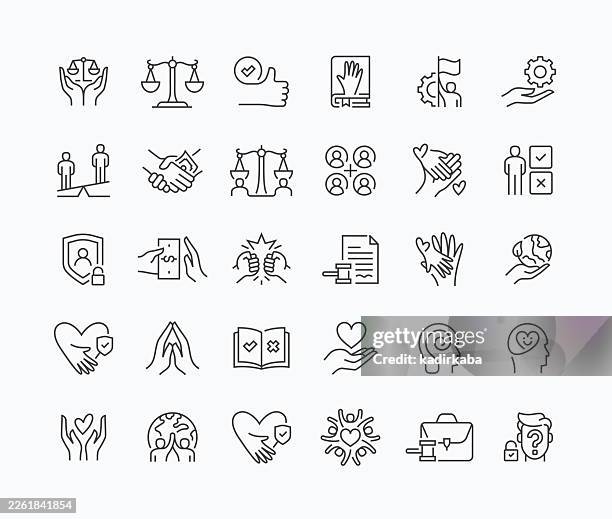 thin ethics in business line icon set · 30 icons - apology stock illustrations