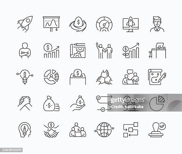thin business incubator line icon set · 30 icons - incubator stock illustrations