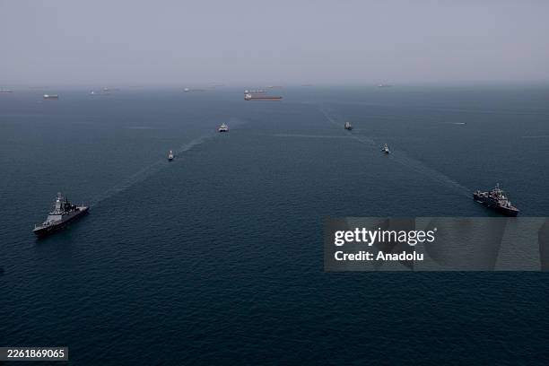 Naval units from Iran and Russia carry out to simulation of rescue a hijacked vessel during the joint naval drills held at the Port of Bandar Abbas...