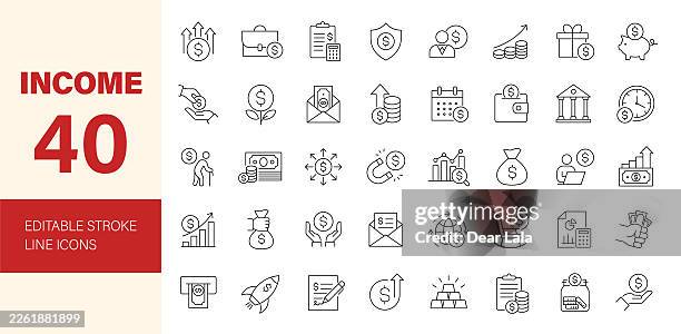 income icon set. editable line icons. vector illustration. - paycheck stock illustrations