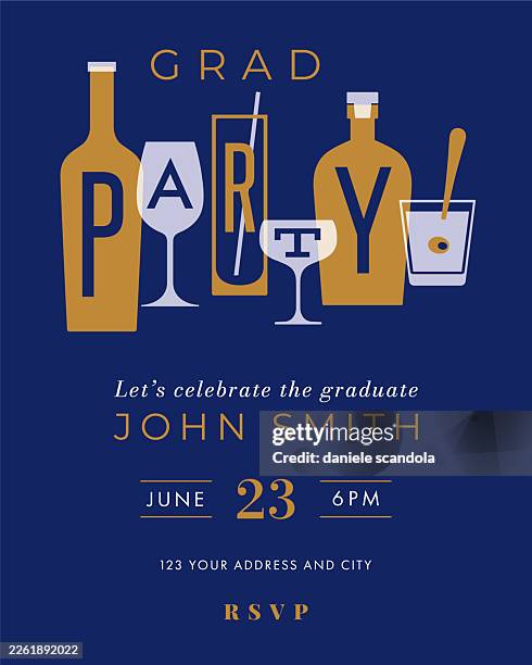 graduation party invitation template. - letterman jacket stock illustrations