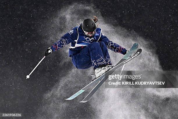 Britain's Zoe Atkin competes in the freestyle skiing women's freeski halfpipe qualification run 1 during the Milano Cortina 2026 Winter Olympic Games...