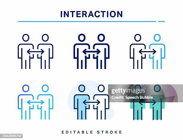 interaction line icon. editable stroke. vector icon. - corporate loyalty program stock illustrations