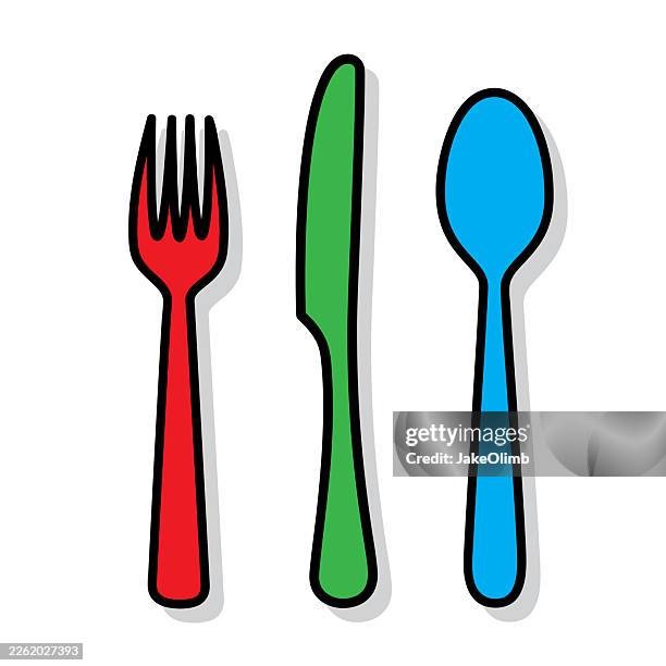 silverware doodle 6 - plastic fork stock illustrations
