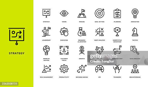 strategy line icons - project execution stock illustrations