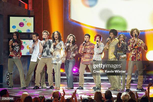 The cast of American Idol at FOX-TV's "American Idol" finale at the Kodak Theatre in Hollywood, Ca. Wednesday, Sept. 4, 2002. Photo by Kevin...