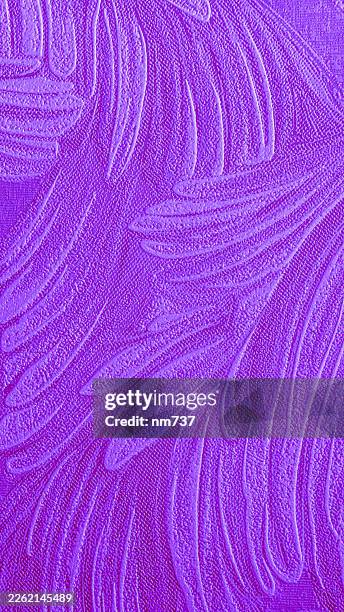 Vivid Purple Embossed Fabric Texture with Raised Organic Swirl Pattern - 8K Ultra High-Resolution Vertical Wallpaper Background with Copy Space for Design.
