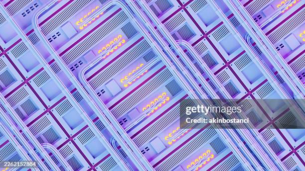 futuristic data center server rack with led lighting and high-speed ethernet cables, 3d render of cloud computing infrastructure and network connectivity concept - web hosting stock pictures, royalty-free photos & images