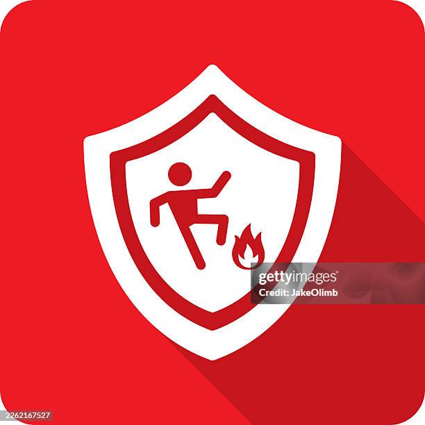 shield danger fire icon silhouette - caution hot stock illustrations