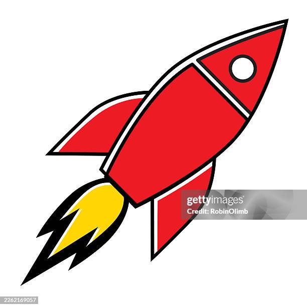 red rocket icon - rocket white background stock illustrations