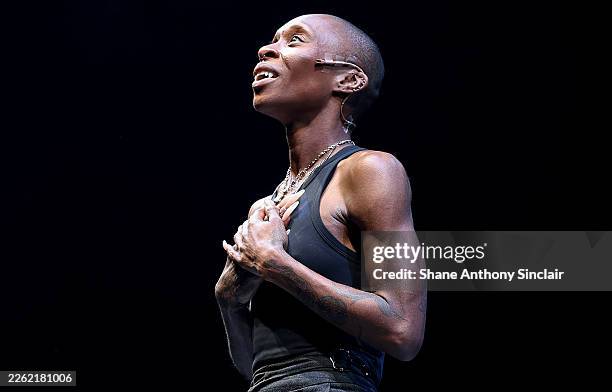 Cynthia Erivo onstage during curtain call at the "Dracula" West End Opening Night at the Noel Coward Theatre on February 17, 2026 in London, England.
