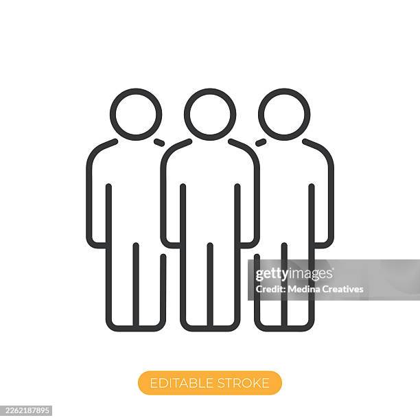 group of men icon. editable stroke thin line icon - three people holding hands stock illustrations