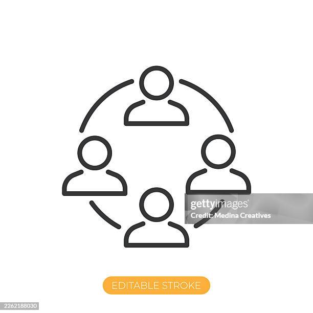 community circle icon. editable stroke thin line icon - leading lines stock illustrations