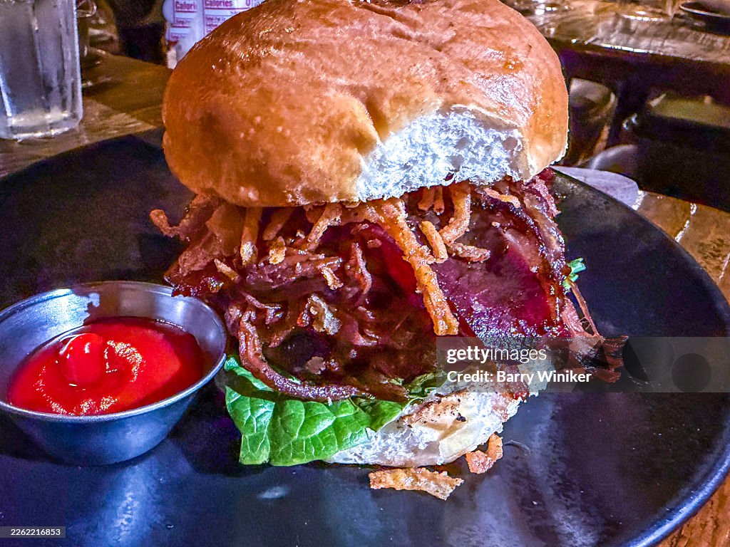 Burger with pastrami