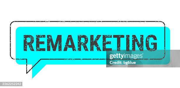 remarketing - blue grunge speech bubble on blank background. - retargeting stock illustrations