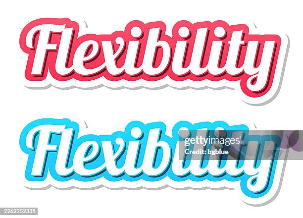 flexibility - 3d text in red and blue on white background - adaptable stock illustrations