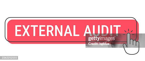 external audit - click button with hand cursor on white background - ear hole stock illustrations