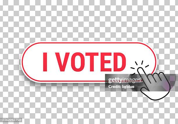 i voted - 3d click web button with hand cursor on blank background - i voted stock illustrations