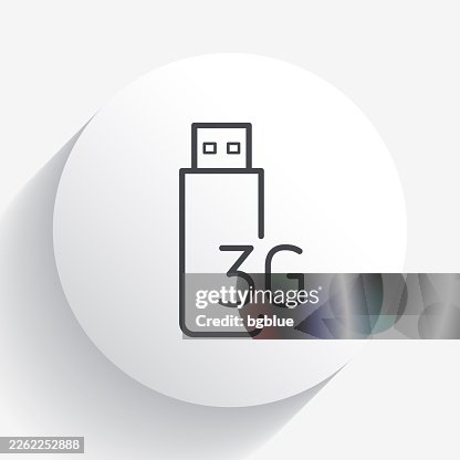 3G USB modem. Icon on circle button with long shadow 3G USB modem. Icon on circle button with long shadow