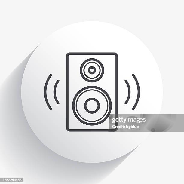 speaker. icon on circle button with long shadow - speaker amplifier stock illustrations