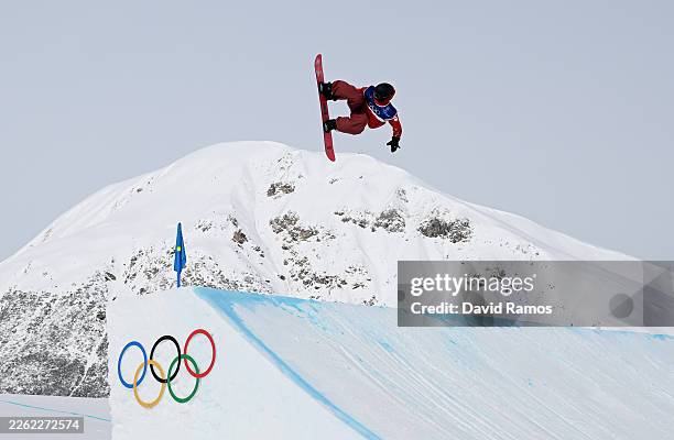 Mark McMorris of Team Canada competes in run three of the Men's Slopestyle Final on day twelve of the Milano Cortina 2026 Winter Olympic games at...