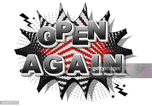 open again speech bubble banner - again stock illustrations
