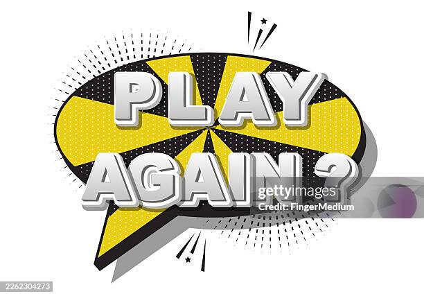 play again speech bubble banner - again stock illustrations