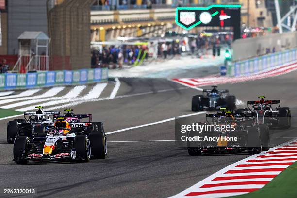 Liam Lawson of New Zealand driving the Visa Cash App Racing Bulls VCARB 03 RB Ford leads Isack Hadjar of France driving the Oracle Red Bull Racing...