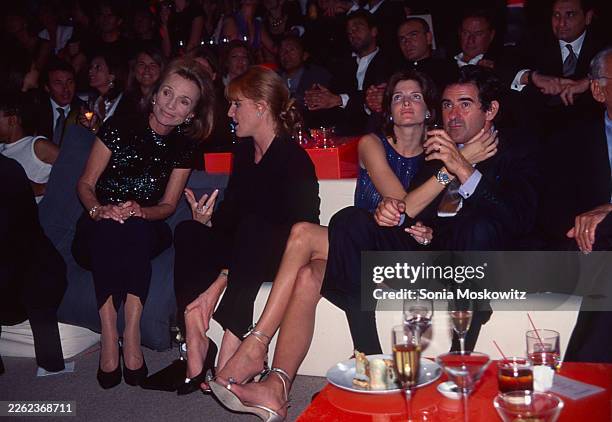 Lee Radziwill, Sarah Ferguson, Stephanie Seymour and Peter Brant attend a Giorgio Armani party at the Lexington Avenue Armory on September 12, 1996...