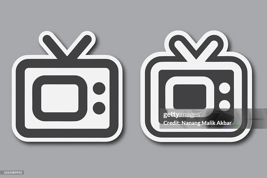 Television Sticker Icon Set