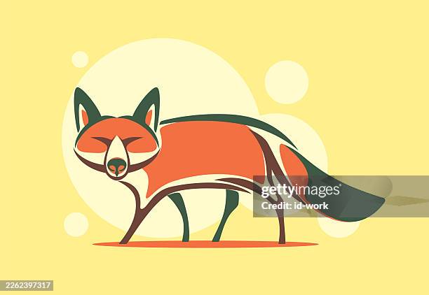 walking fox symbol - foxface rabbitfish stock illustrations