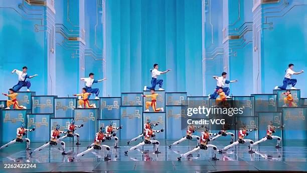 In this video screen grab, robot martial arts performance is staged at 2026 China Media Group Spring Festival Gala on February 16, 2026 in Beijing,...