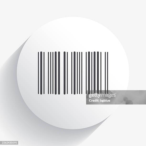 bar code. icon on circle button with long shadow - consumer electronics products stock illustrations