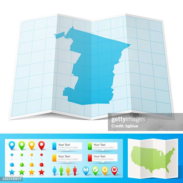 windsor county, vermont map with location pins on white background - woodstock vermont stock illustrations