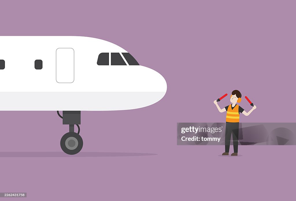 Ramp agent working at airport