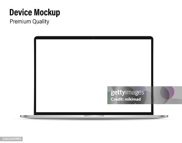 minimalist laptop mockup for digital presentations. realistic vector mockup laptop. ui / ux design. vector illustration, modern digital devise, digital template. stock illustration. eps 10. - tablet angle stock illustrations